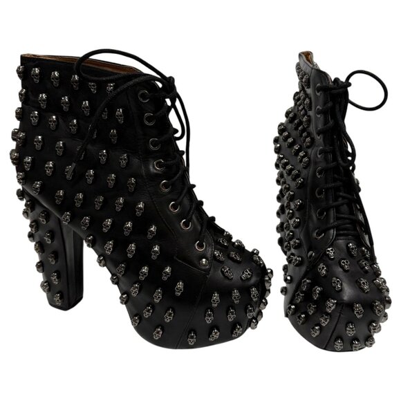 Jeffrey Campbell Shoes - RARE Jeffrey Campbell Handmade Lita Skull Studded Platform Booties Size 39 US 8